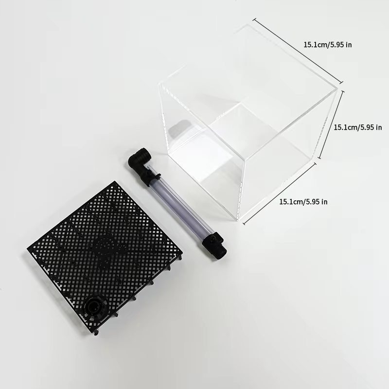 Sistema de Filtro Acetato Transparente para Camarones y Pez, Caja Cuadrada UGF para Acuario con Pasto de Agua — imagen 6