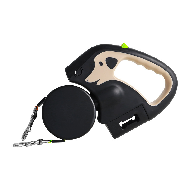 Dual / Double Dog Leash, 360° Retractable Roulette, 3M, LED Light, Tangle-Free, Double-Ended Traction Rope — image 2
