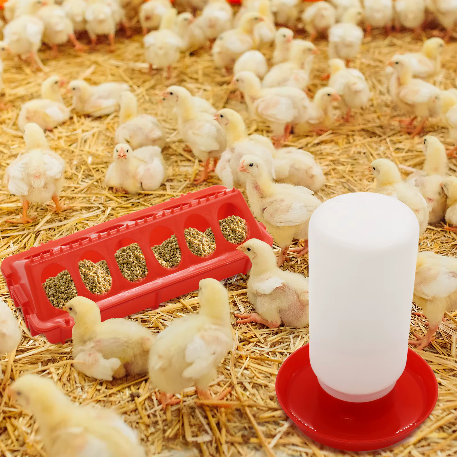 Alimentador Automático de Pollo y Agua para Pollos, Codornices y Corderos - Dispensador de Alimento Ligero — imagen 6