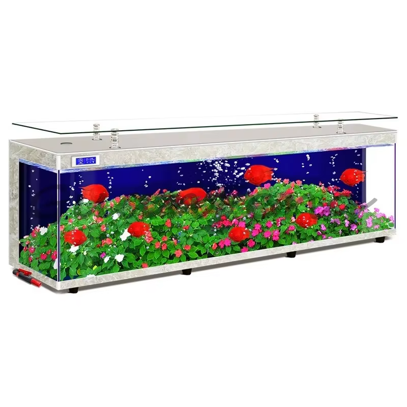HLZ TV Cabinet Tea Table One-piece Fish Tank Hakka Large Ecological Aquarium — image 5