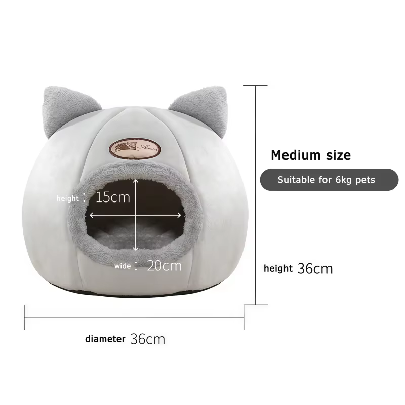 Lovely Cat Pet Dog Cat Beds Nest Deep Sleep Pets Tent Soft Comfortable Semi-enclosed Cat Nest Kennel Autumn Winter Pet Supplies — image 5