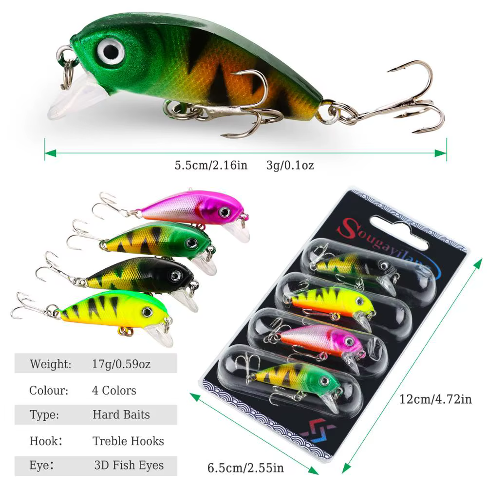 Sougayilang Fishing Bait Set 4PCS Wobbler Anti-corrosion Hook Bass Fishing Lure for Sea Carp Fishing Tackles De Pesca — image 5