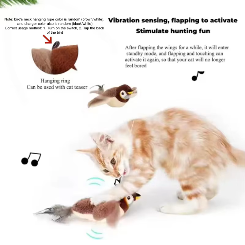 Hot Simulated Bird Cat Toy Interactive Toys Dog Rechargeable Chirping Flapping Bird(no Flying) Touch Activated Plush Pet Toy — image 3