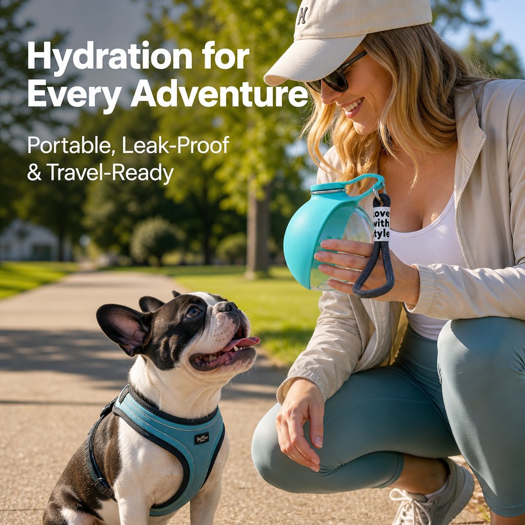 Portable Dog Water Bottle, 285ml BPA Free PETG Pet Travel Water Bottle With Foldable Silicone Bowl, Leak Proof Hands-Free Collar Clip Design For Small Dogs Walking Hiking Camping — image 4