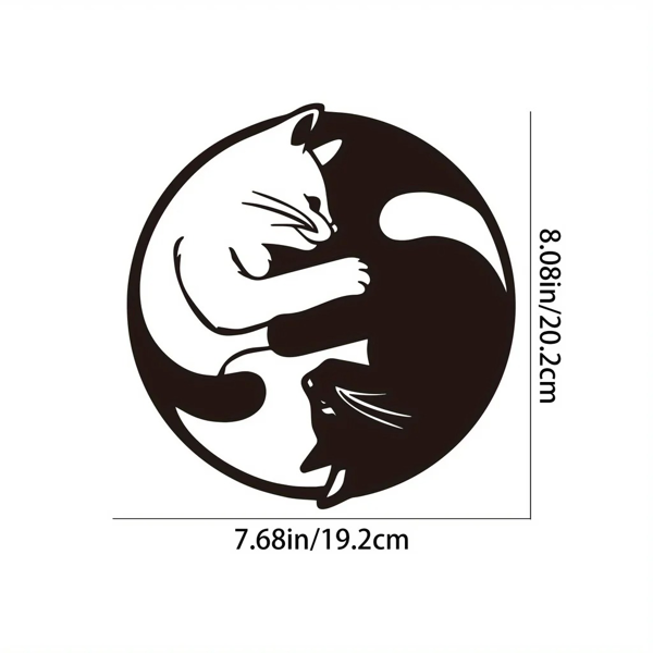 Yin Yang Silueta de Gato Arte de Pared de Aluminio Decoración Zen Regalo de Navidad (TikTok, Servicio de Recogida en Temu) — imagen 4