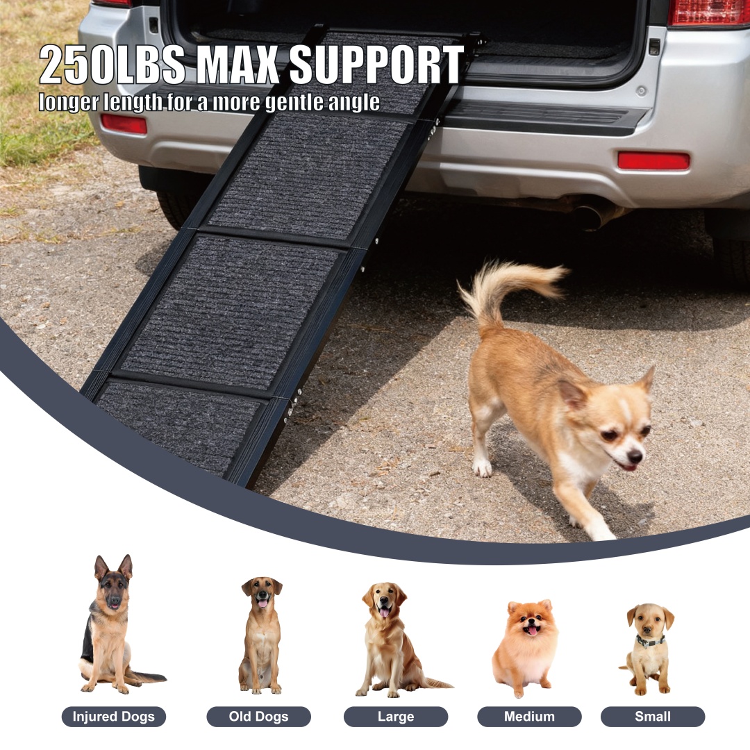 Dog Ramp For Car 65x17 Large Folding Pet Stair Ramps For Truck, SUV, With Non-Slip Surface, Up To 250LBS, Outdoor Dog Car Ramp For Medium Large Dogs, Portable Pet Steps — imagen 13