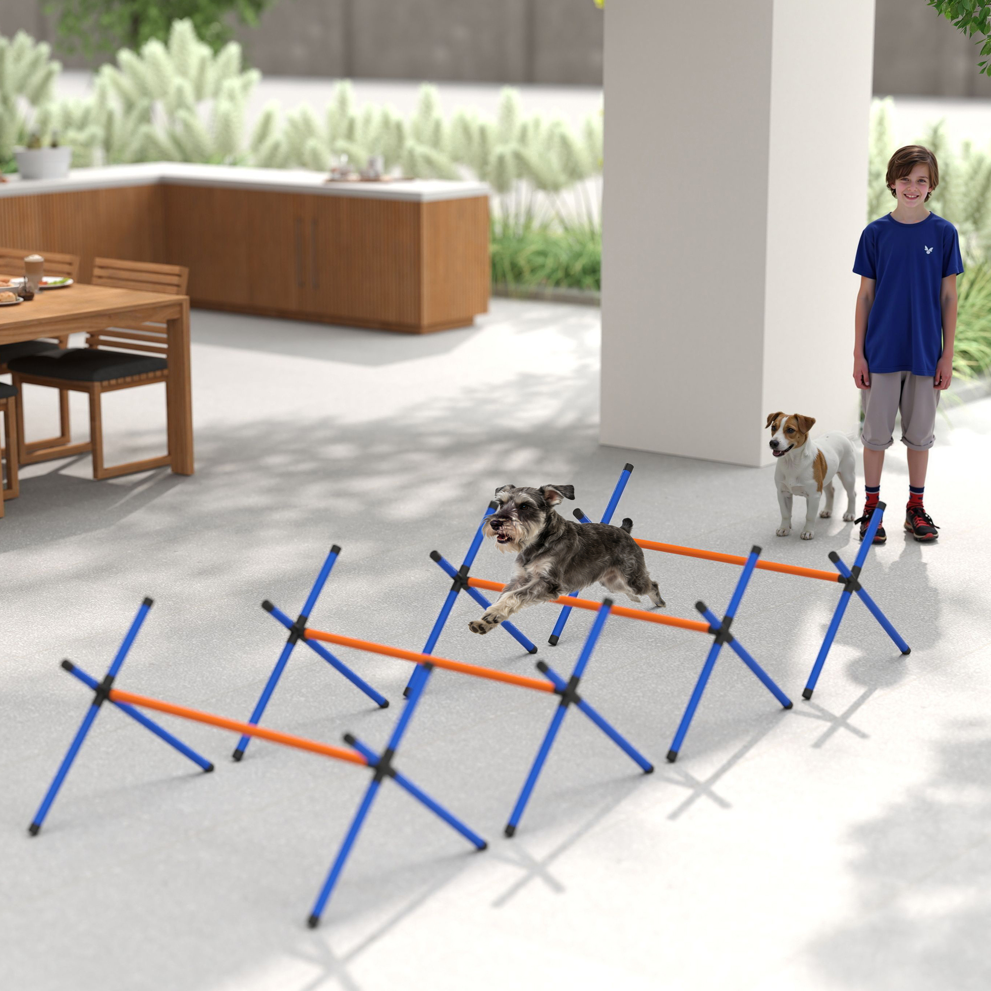 Equipo de Agilidad para Perros de 4 Piezas, Set de Curso de Agilidad para Patio Trasero con Barras de Salto de Altura Ajustable y Bolsa de Transporte — imagen 7