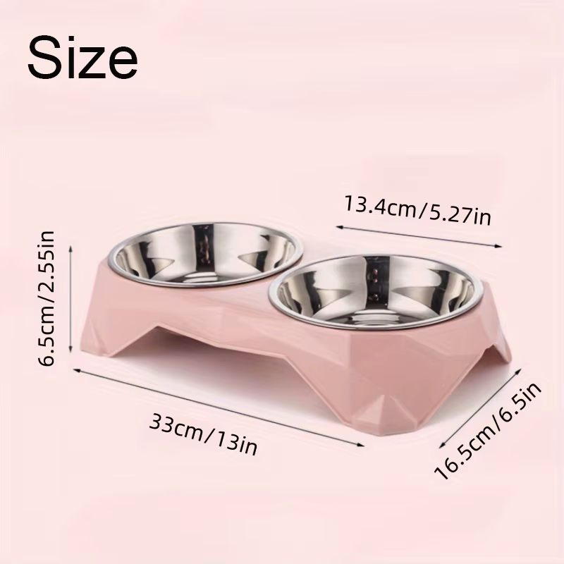 Bolsos de Alimento de Acero Inoxidable para Mascotas doble - Diseño de Diamante Actualizado, Capacidad Grande, Bolsa de Agua Antideslizante para Perros y Gatos — imagen 6