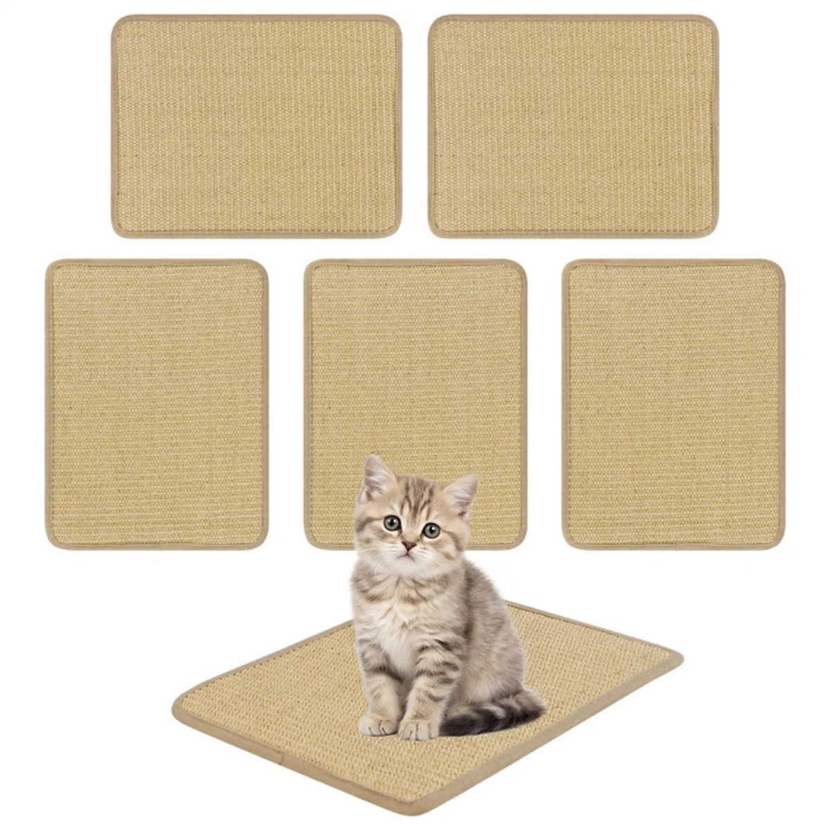 Natural 6-Piece Cat Scratching Mats, Sisal Material Anti-Slip Latex Backing Furniture Protector — image 1