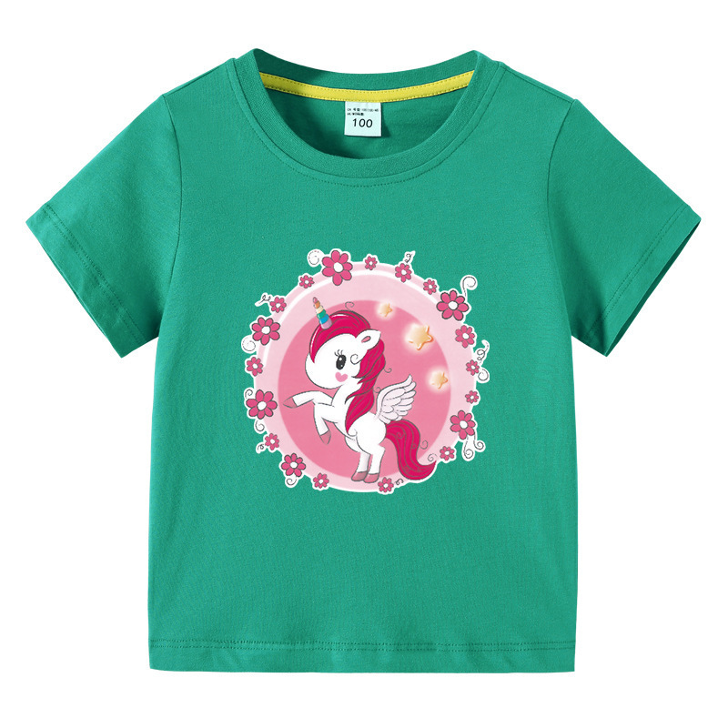 Unicorn children's summer outfit short sleeved T-shirt — image 9