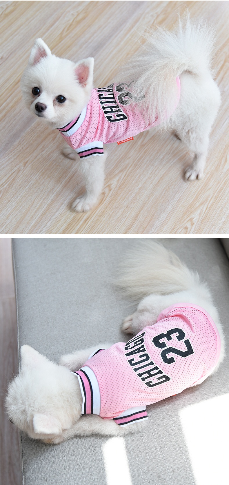 Ropa de Mascotas para Baloncesto Vestido Grande Malla Verano Ropa para Perros — imagen 4