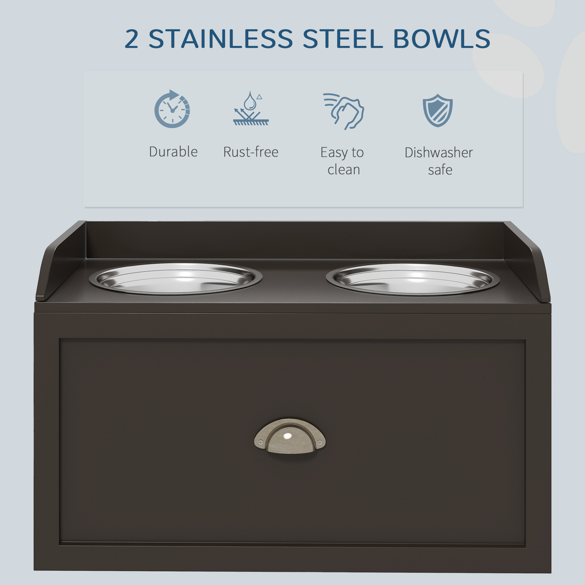 Pet Feeding Station Pet Dish Bowl Set with Storage, 2 Elevated Dog Bowls for Large Sized Dogs, Coffee — image 3
