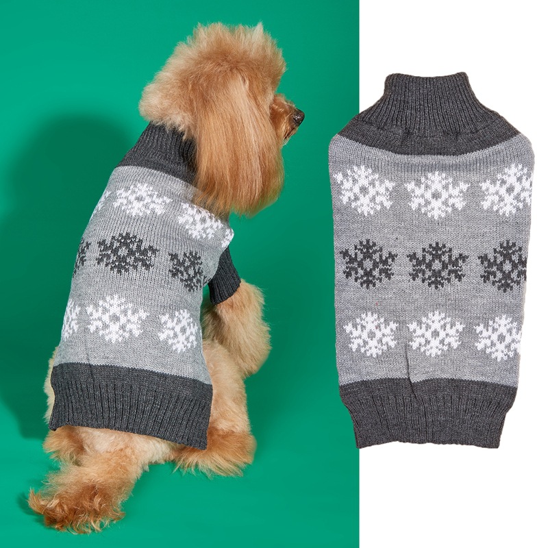 Sudadera de Navidad con Hoja de Nieve Marrón Gris y Otoño Invernal para Perros — imagen 5