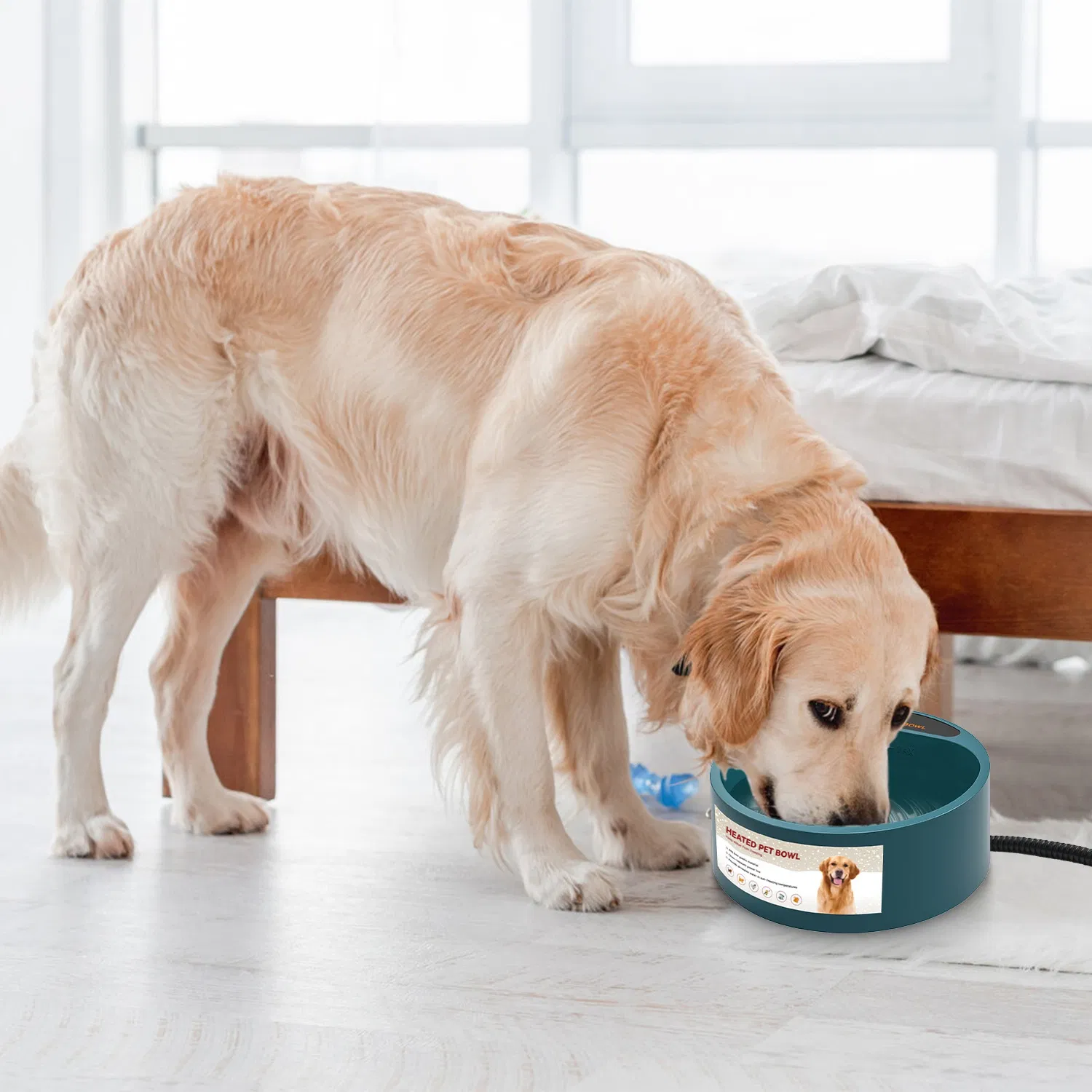Heated Water Bowl for Dog Cat 74.4OZ Heating Water Dish IP67 Waterproof Thermal Water Bowl Heated Pet Bowl Dog Cat Water Feeder Bowl for Dog Cat Rabbit Pet — image 7