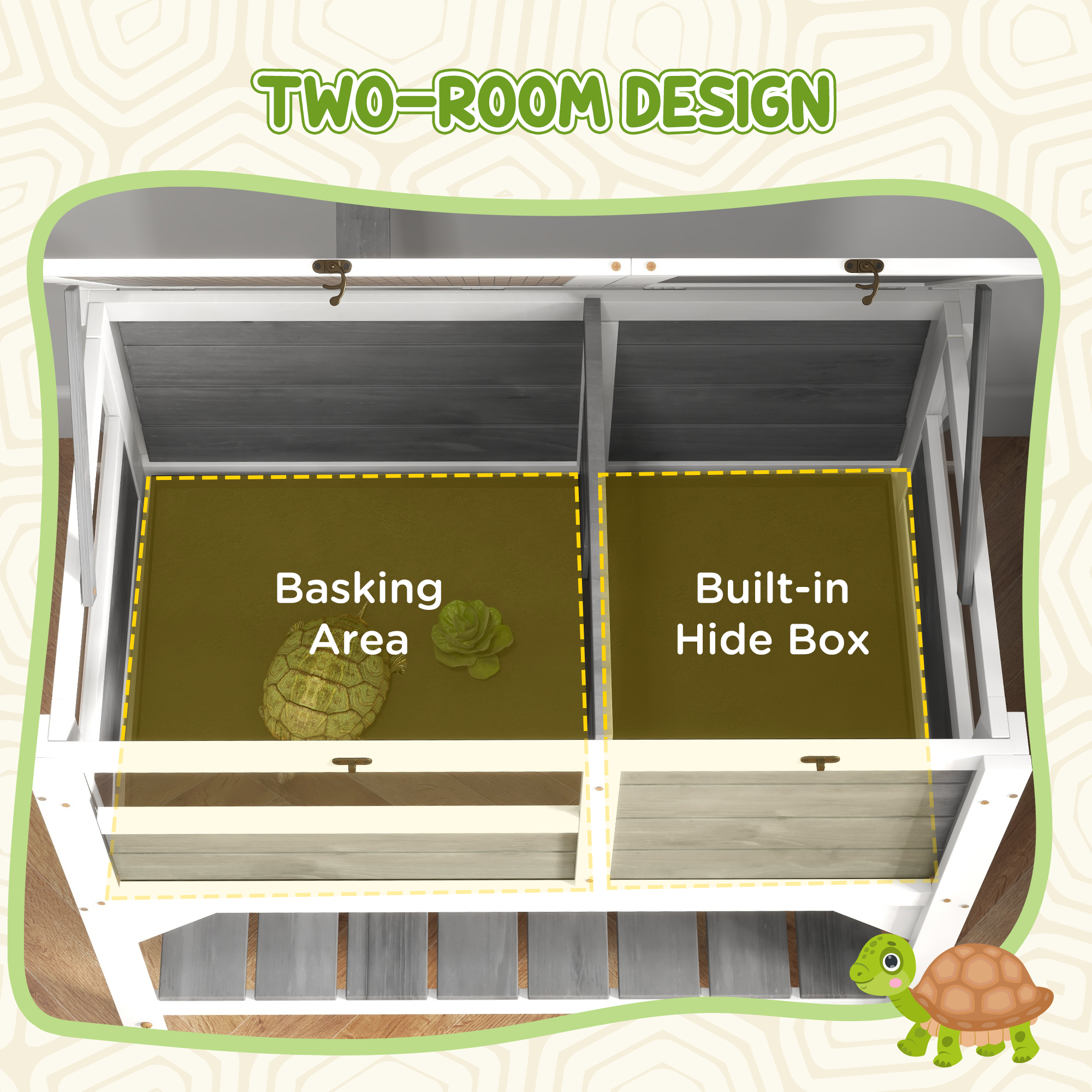 Hábitat de Tortuga con Almacenamiento en Estantería Regalo para Tortugas con Protección Climática para Interior, Gris Claro — imagen 8