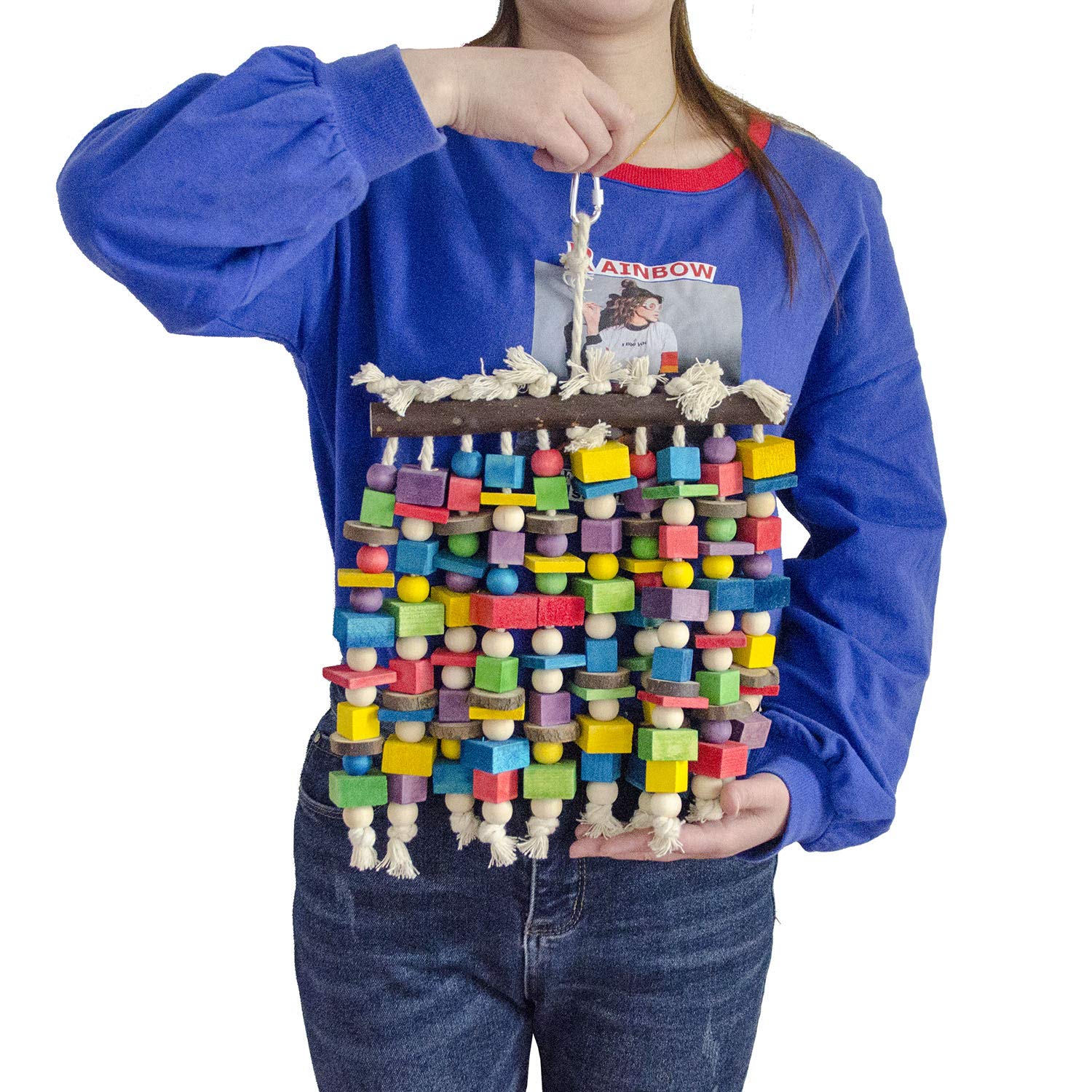 Juguetes de masticación para loros grandes - Bloques de madera naturales multicolores para loros que mastican, ideal para loros africanos grises, macaos y una variedad de loros de Amazonas — imagen 6