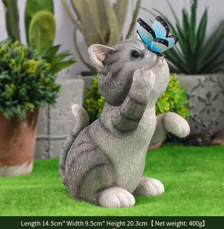 Solar outdoor cat resin night light decoration — image 2