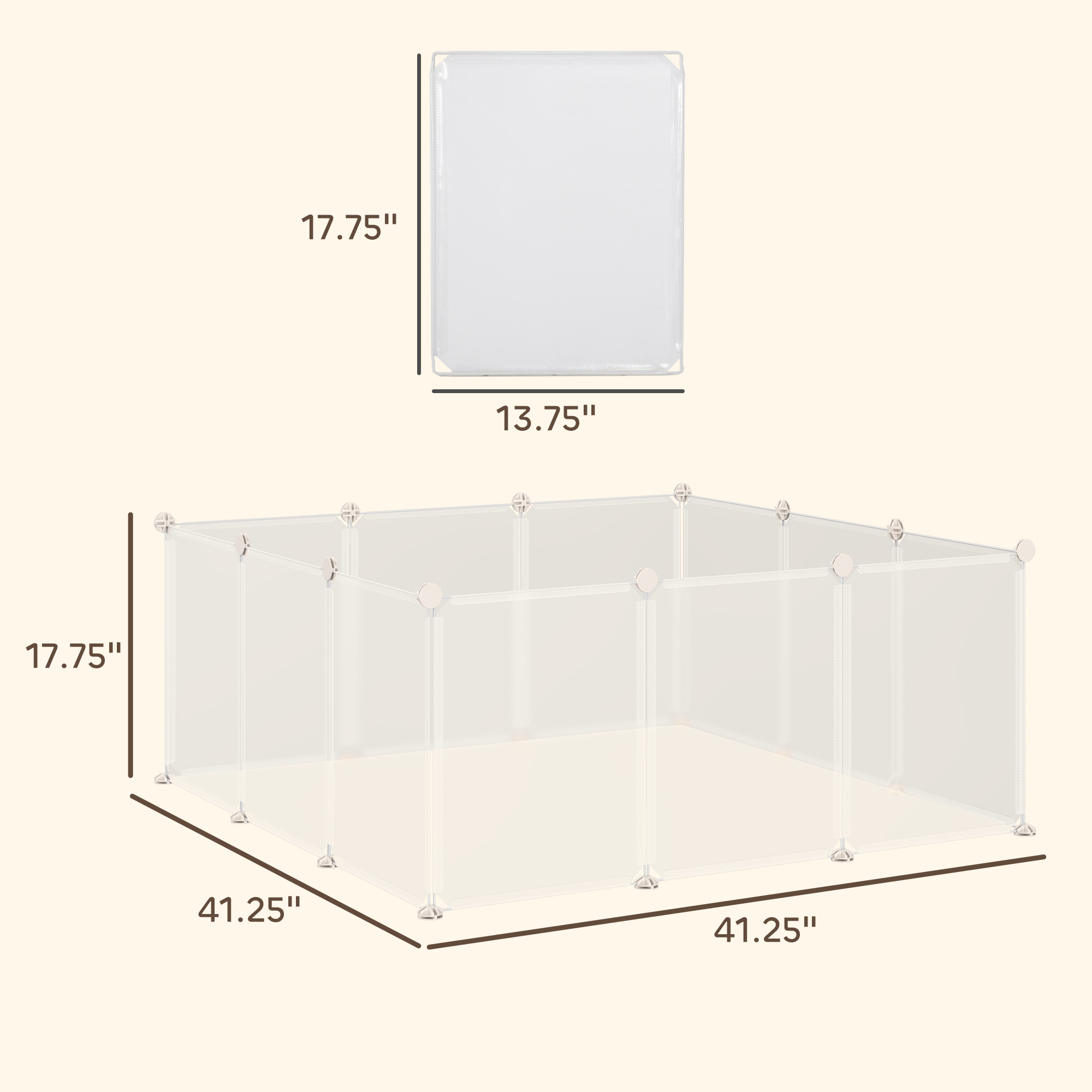 Caja de Juego Portátil para Pequeños Animales - Cerrado y Abierto, Incluye 12 Paneles Plásticos Blancos para Conejos, Hámsters, Erizos y Pichones — imagen 2