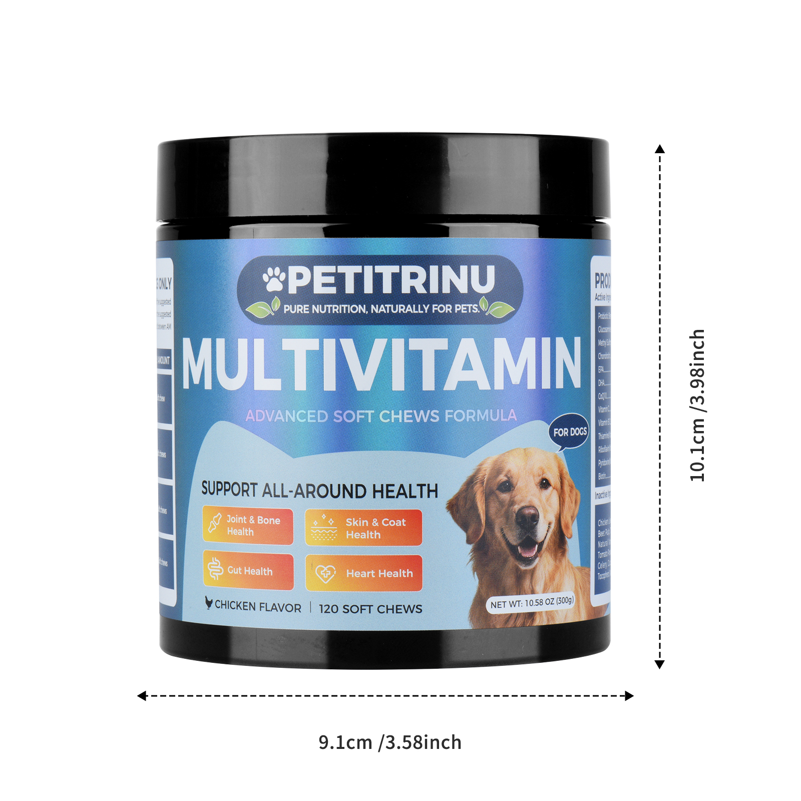 Suplementos para Perros PETITRINU - Bocadillos Suaves de Pollo, 120 Unidades, Apoyo para Articulaciones y Huesos, Piel y Pelaje, Intestinos, Corazón: Salud Integral para Canes — imagen 2
