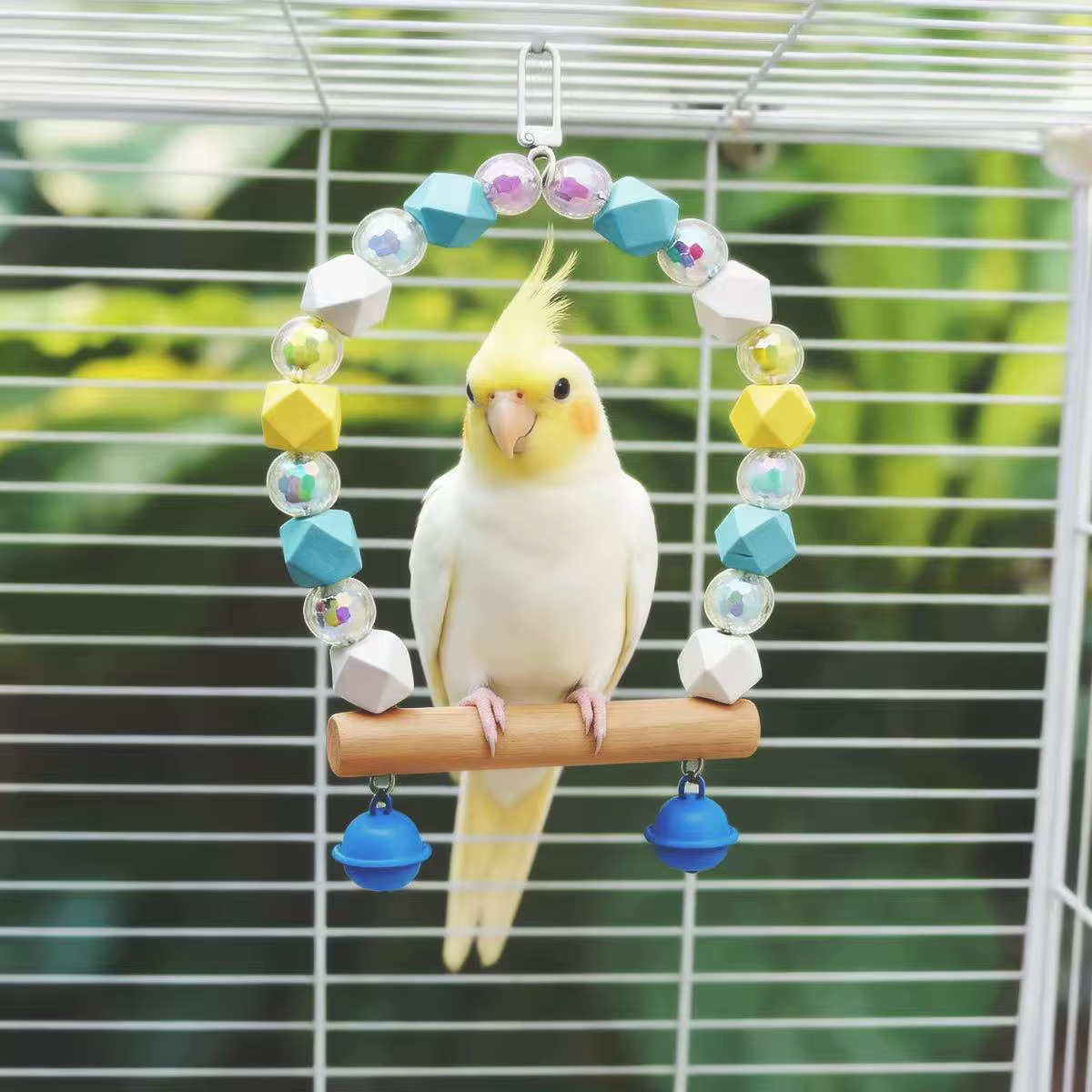 Parrot Bird Swing Acrylic Bell Toy Small Medium Pet Stand Frame Bird Cage Accessories Entertainment Sugar Glider — image 1