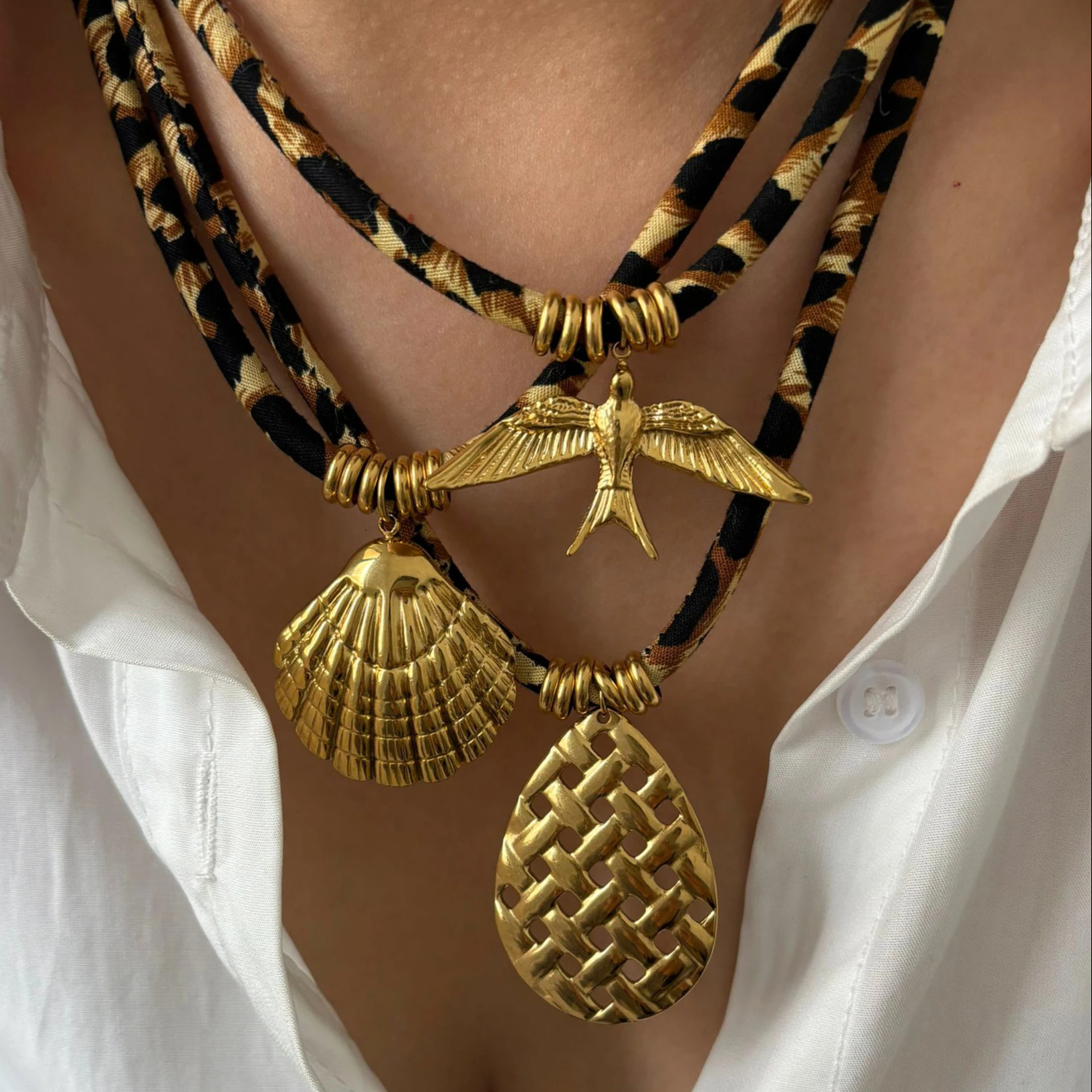 Pulsera de Cuello con Diseño Geométrico de Leopardo y Cuerda para Mujer, Estilos Europeo y Americano — imagen 1