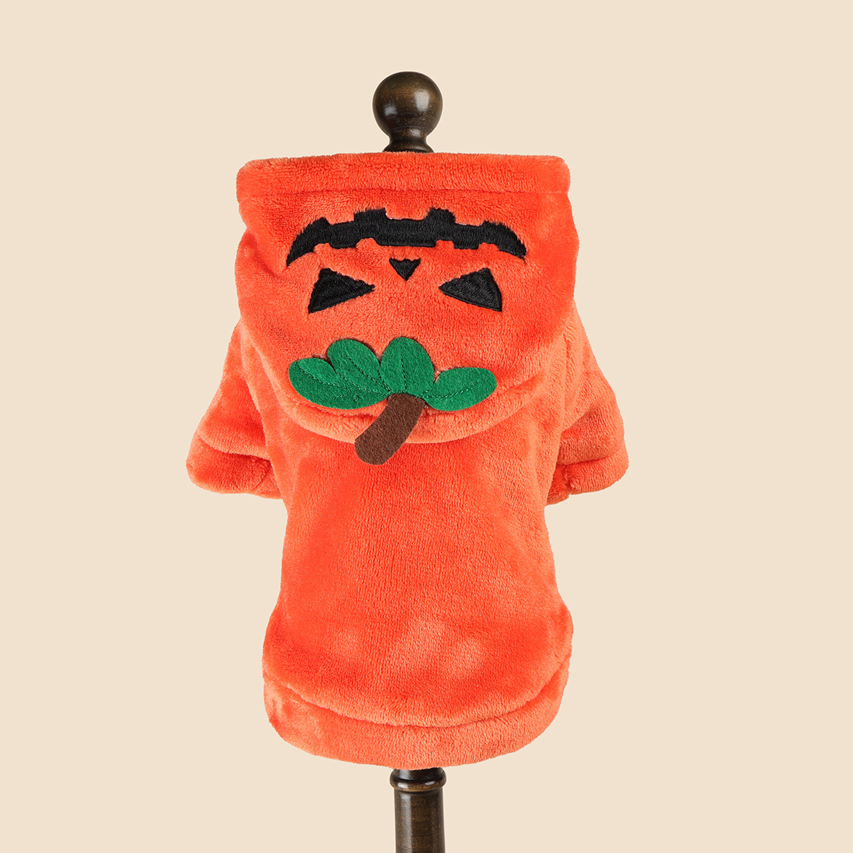 Halloween Pumpkin Pet Hoodie Costume Fleece Warm Dog Cat Hoodie with Leash Clip — image 6