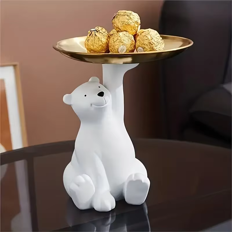Creative Polar Bear Seated Position Tray Storage Accessories That Can Store Keys Decorations for Friends Birthday Gifts