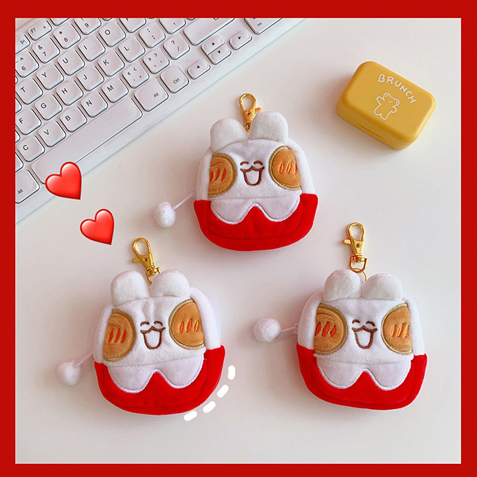 Cute Plush Shy Rabbit Bread Rabbit Super Headphone Bag Pendant Plush Toy Schoolbag Ornament — image 1