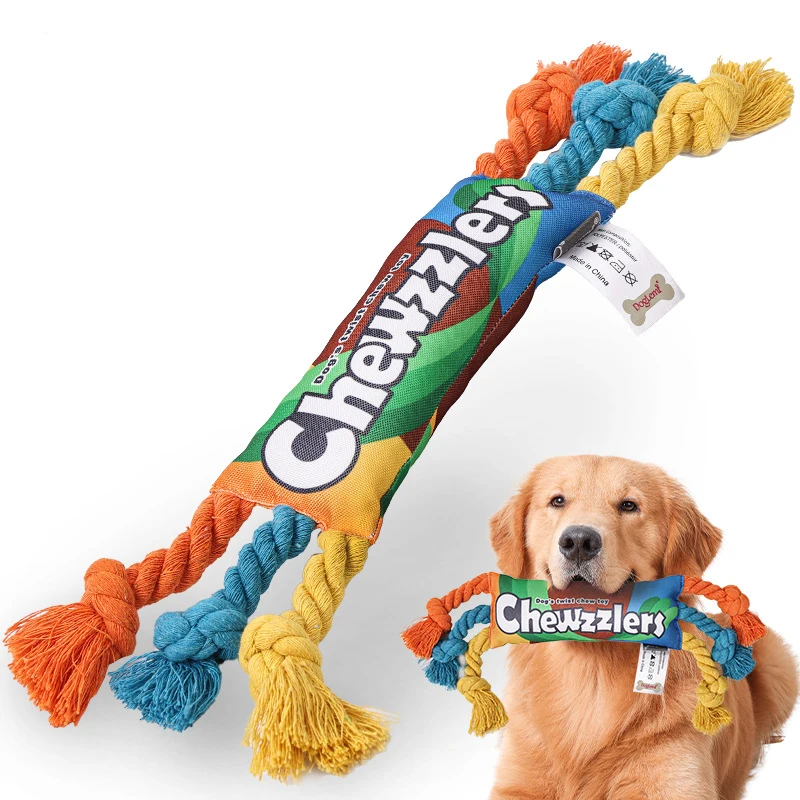 Puppy Dogs Toys Puppy colorful Cotton Chew Rope Knot Toy Durable Braided Dog Toys Dog Cleaning Teeth Braided Bone Rope — image 1