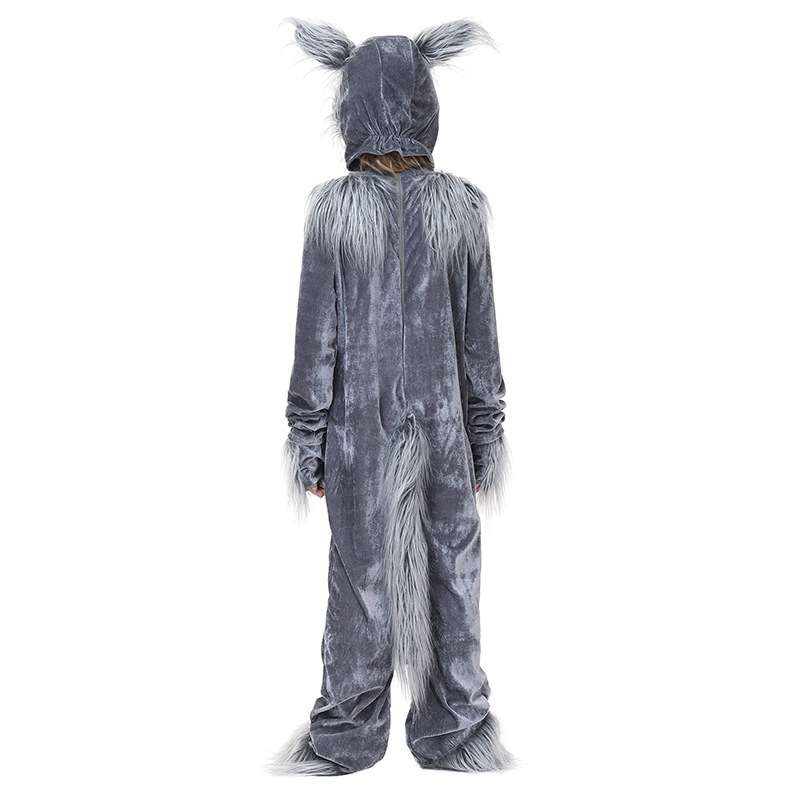 Neutral Children's Gray Wolf Costume Animal Outfit Halloween Fairy Tale Stage Performance Clothing — image 5