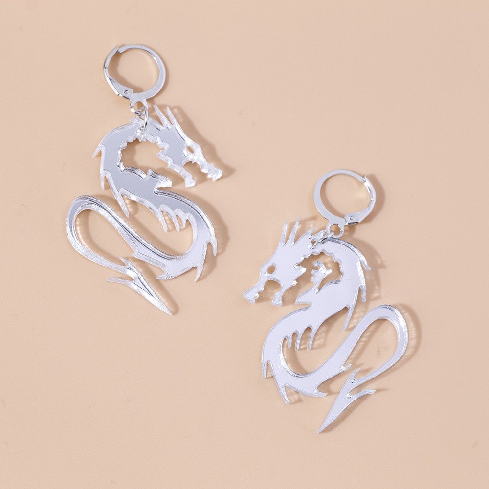 Pulseras de Dragón en Estilo Chino con Superficie Espejada, Color Dorado y Plateado para Mujer Joyería Punk — imagen 9