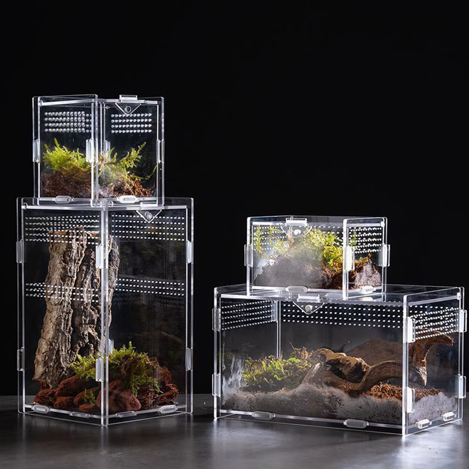 Terrario Transparente de Acrílico, Caja de Cría para Reptiles, Jaula para Tortugas, Recinto Nano Arbóreo para Tarántulas, Hábitat para Dragones Barbudos y Reptiles — imagen 6