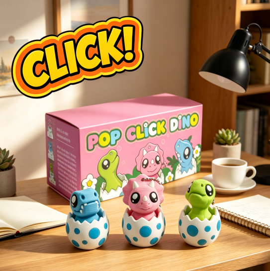 3PCS 3D Printed Hatching Dino Figurine Set, Mini Dinosaur Clicker Desk Accessories With Egg Shell — image 1