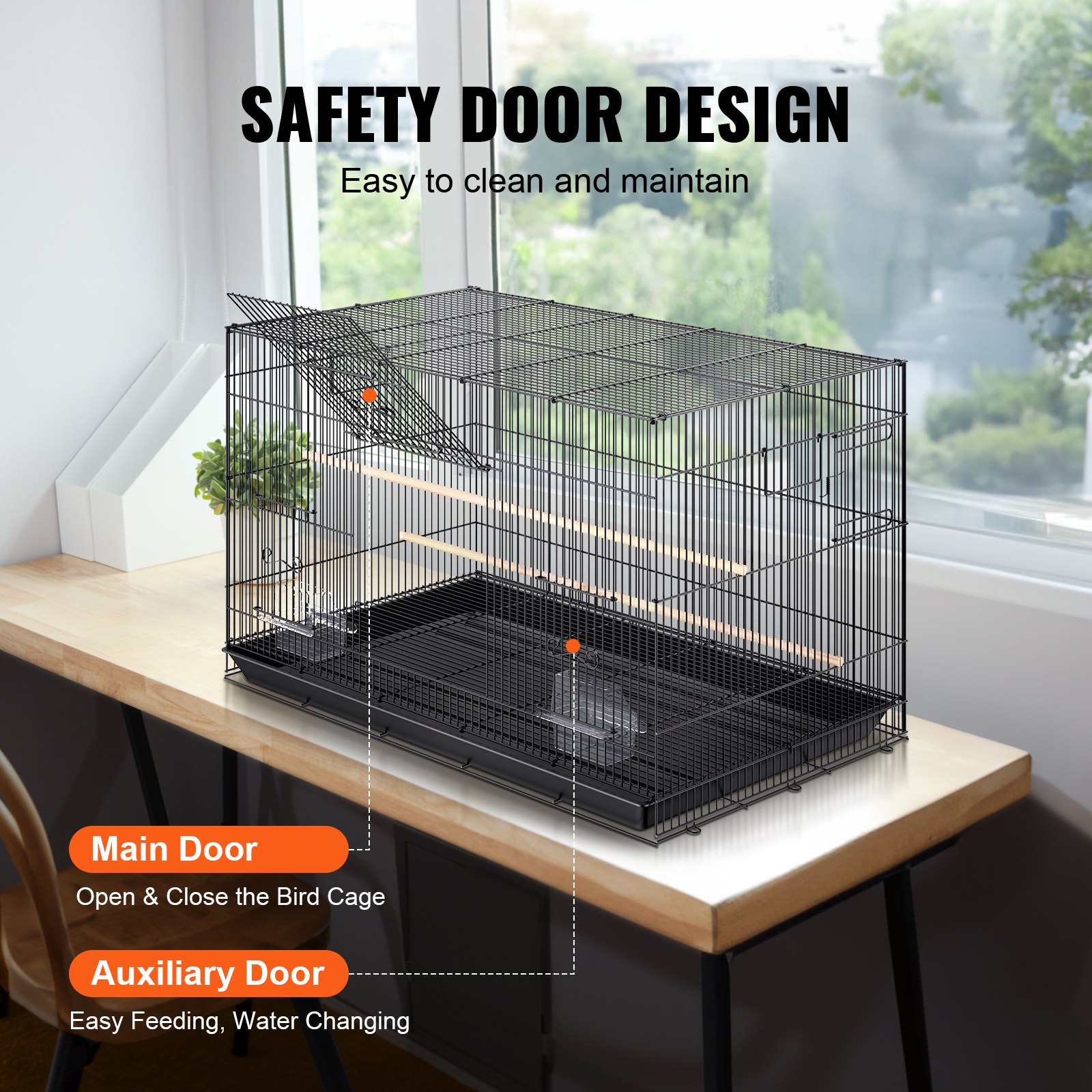 Caja para Pájaros de Metal Grande: Cámaras para Loros, Canarios, Amazones, Budgies y Colibris con Soporte Rodante y Plataforma — imagen 4