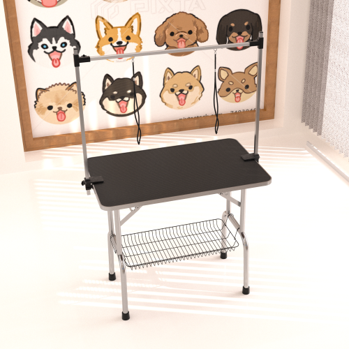 Mesa de Aseo para Perros Profesionales Grande y Portátil con Brazos y Soporte de Red y Caja de Grid — imagen 1
