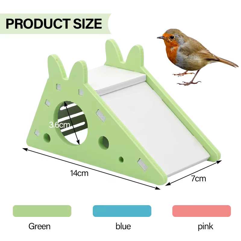 Juguetes de Deslizamiento para Aves y Roedores - Casa de Escondite para Hamsters, Pájaros y Conejos con Escaleras y Pasaje de Madera — imagen 4