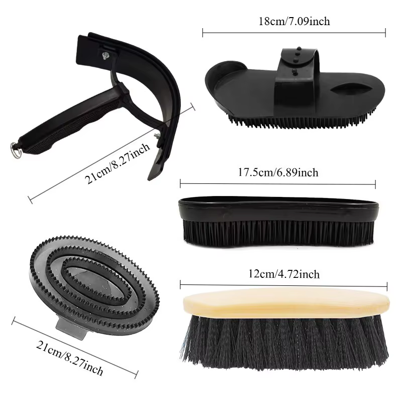 Horse Grooming Kit 5Pcs Horse Cleaning Brush Set Curry Comb Mane Puller Hoof Pick Equestrian Horse Care Tools — image 2