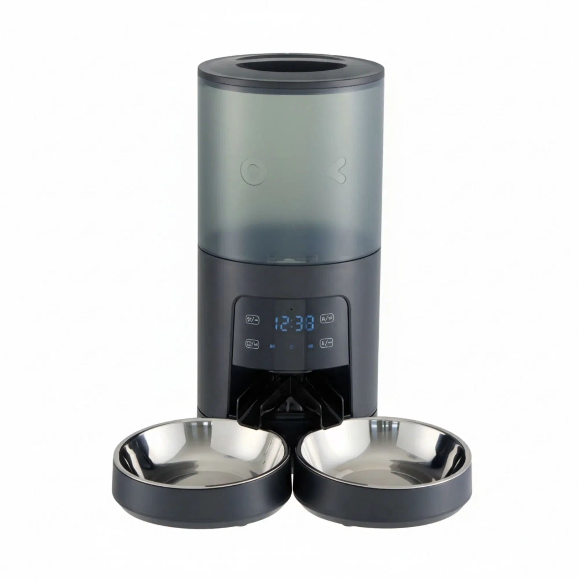 Automatic Cat Feeder for 2 Cats, Timed Cat Food Dispenser with 2 Stainless Bowls, 10s Voice Recorder, Dual Power Supply, 6 Meals 50 Portions Per Day, Dual Pet Feeder for Cat and Dog — image 1