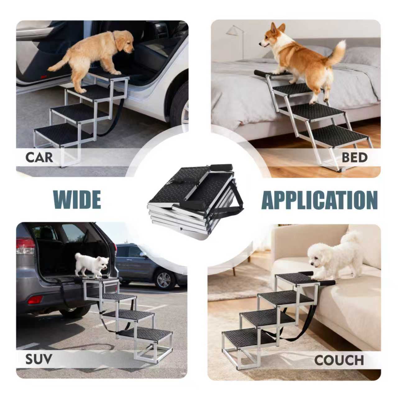 Paso de Perro Plegable para Vehículos, Accesorios Portátiles para Perros Grandes con Superficie Antideslizante y Diseño Reforzado, Ligero pero Resistente hasta 250lbs — imagen 4