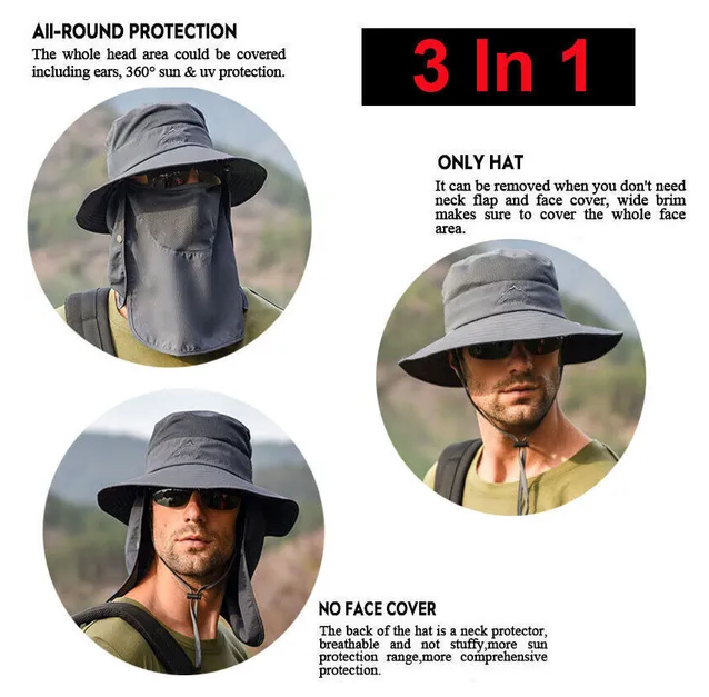 Sombrero de Alas Anchas Protección UV para Caminar, Acampar, Pescar, Safari Hombre Unisex — imagen 2