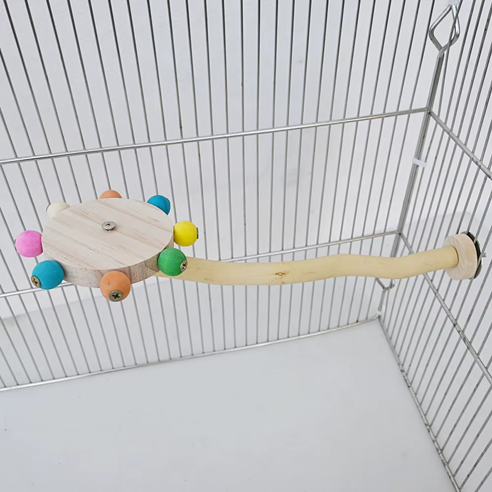 Juguete de Percha Divertido con Bolas Rotatoras en Madera Juego Interactivo para Pájaros Colorido Paraforaje para Loros Juguetes Giratorios para Amorcerdos — imagen 3