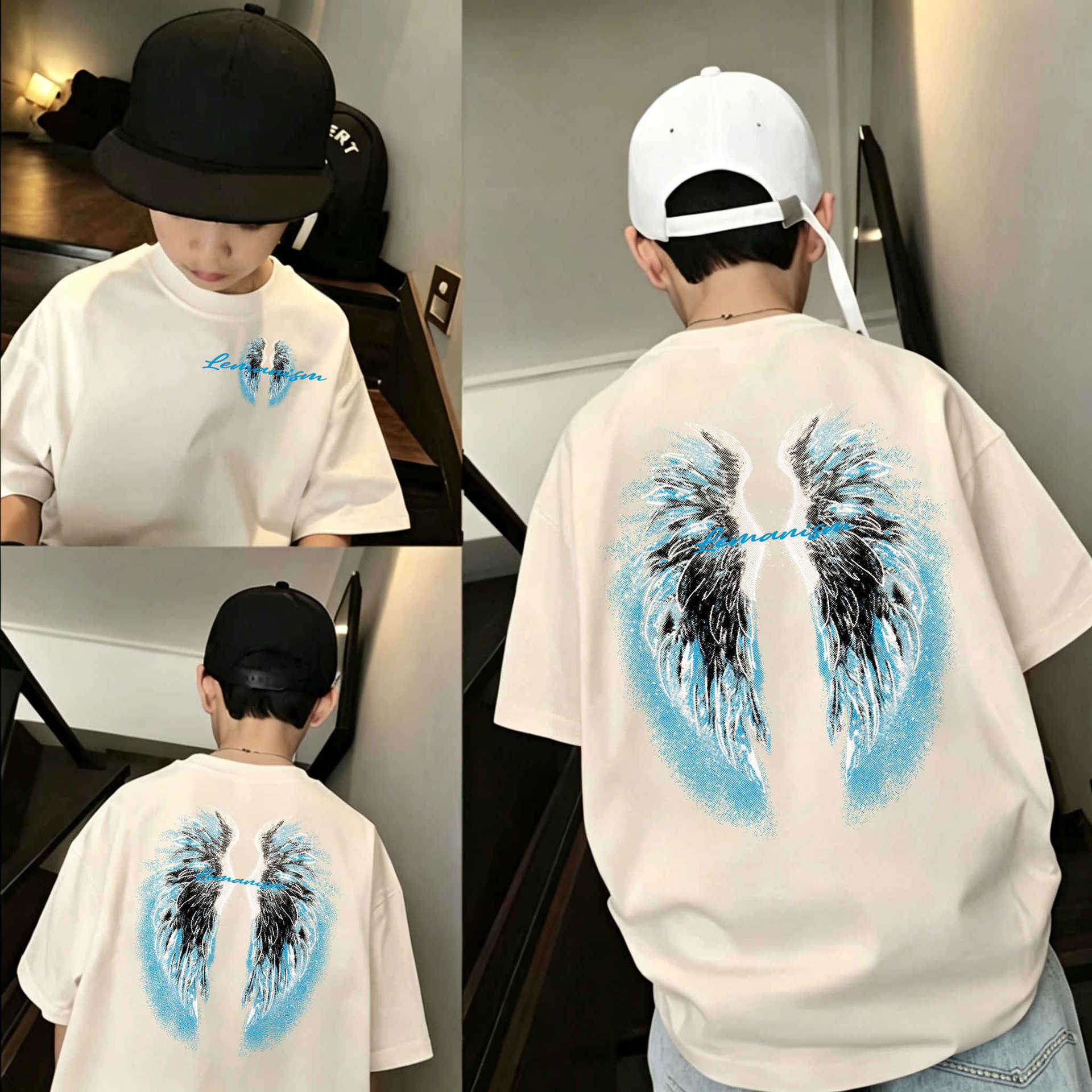 Genius Whale Cotton Kids T-Shirt Short Sleeve Summer Style Half Sleeve Mid-to-Large Boys Summer Top Fashion — image 3