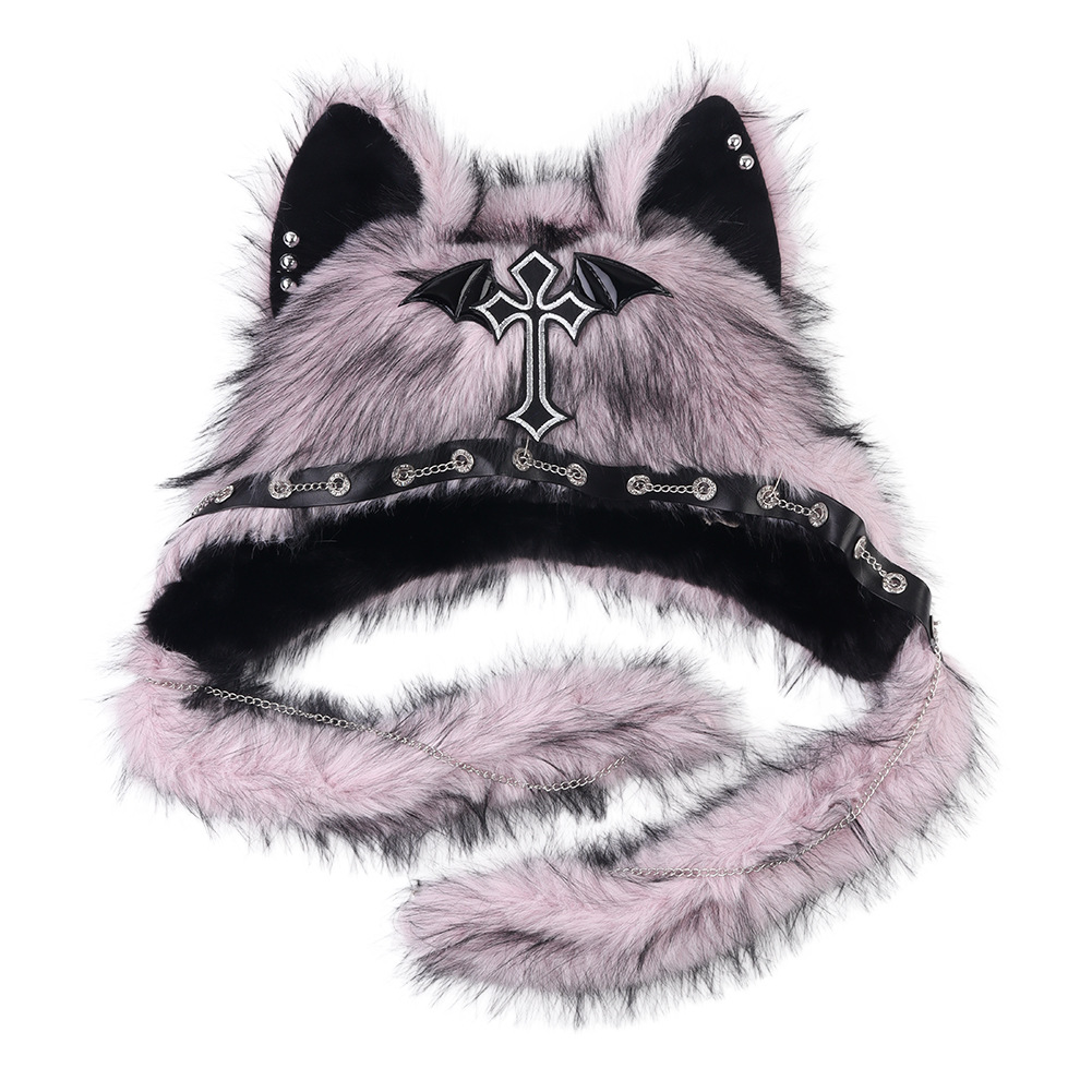 Sombrero de Orejas de Gato con Estilo Gótico, Aesthetic Oscura, Gorra de Pelo de Zorro para Niñas, Moda Cool para Mujeres, Chaqueta de Lana para Invierno — imagen 8