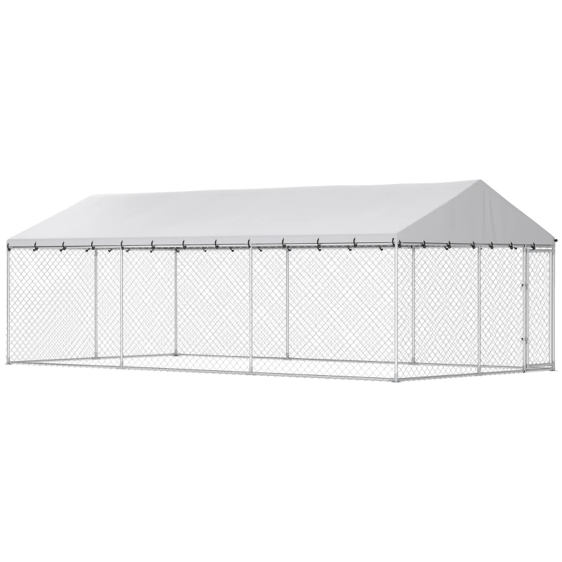 Cubo de Perro Exterior Resistente con Techo Impermeable, 2 Cerraduras Seguras, Corral para Perros en Patio de 6.10m x 3.05m x 2.13m — imagen 7