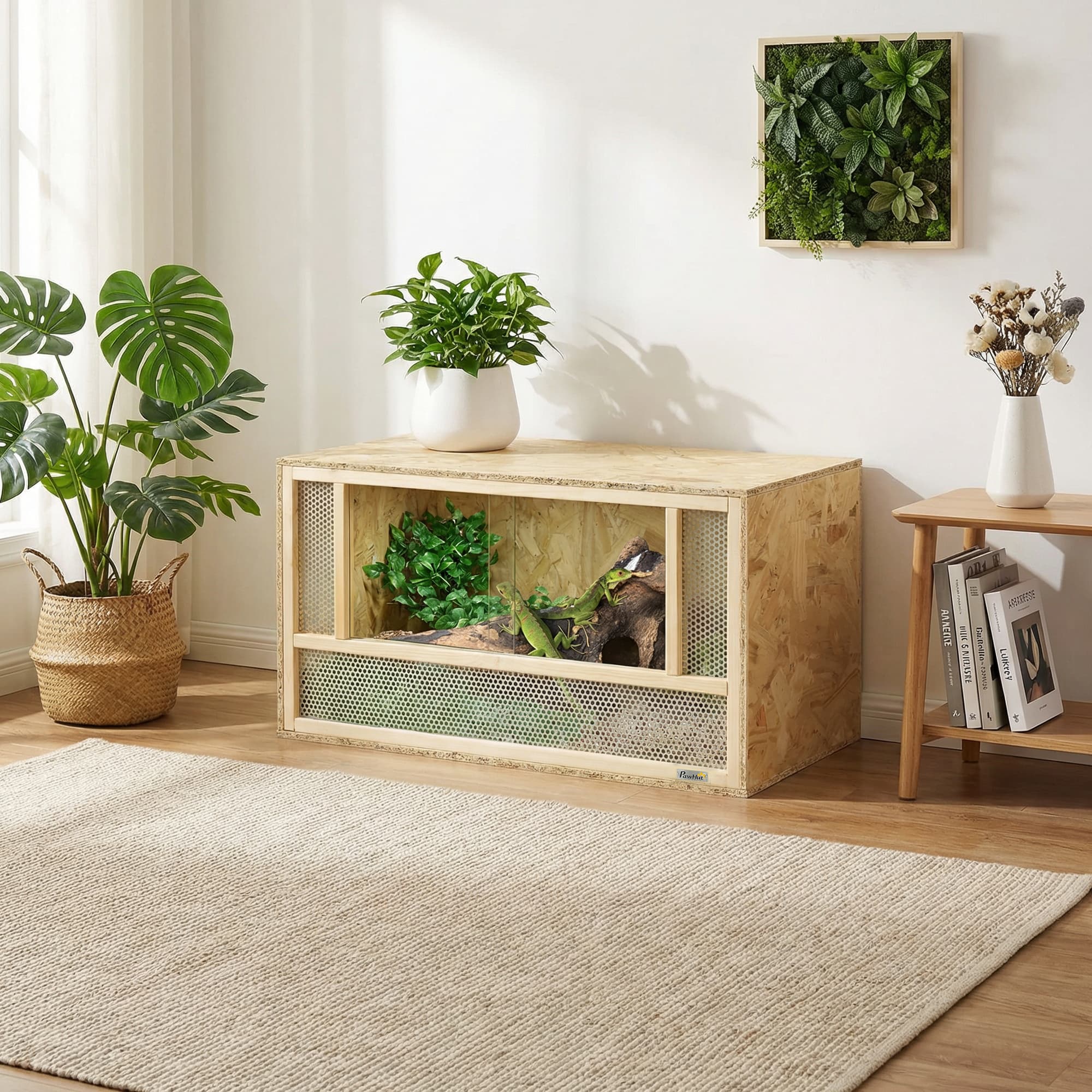 Wooden Reptile Terrarium with Sliding Door for Chameleon, Lizard, Snake, Frog, Turtle, 31.5" x 15.7" x 15.7" — image 5