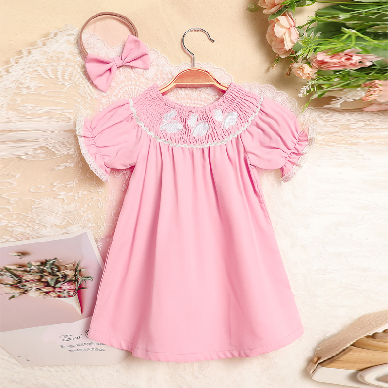 Vestido de Cordero para Niña Pequeña con Manga Rizada, Cuello y Brocado de Conejo para Verano — imagen 7