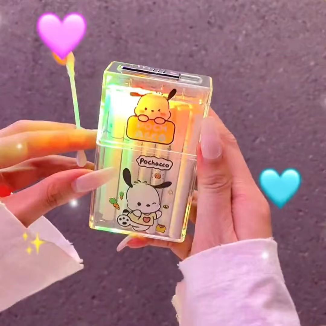 Pacha Dog Cartoon Sanrio Cigarette Box Charging Lighter Integrated Transparent Body Atmosphere Colorful Lights Cute Gift Object — image 1