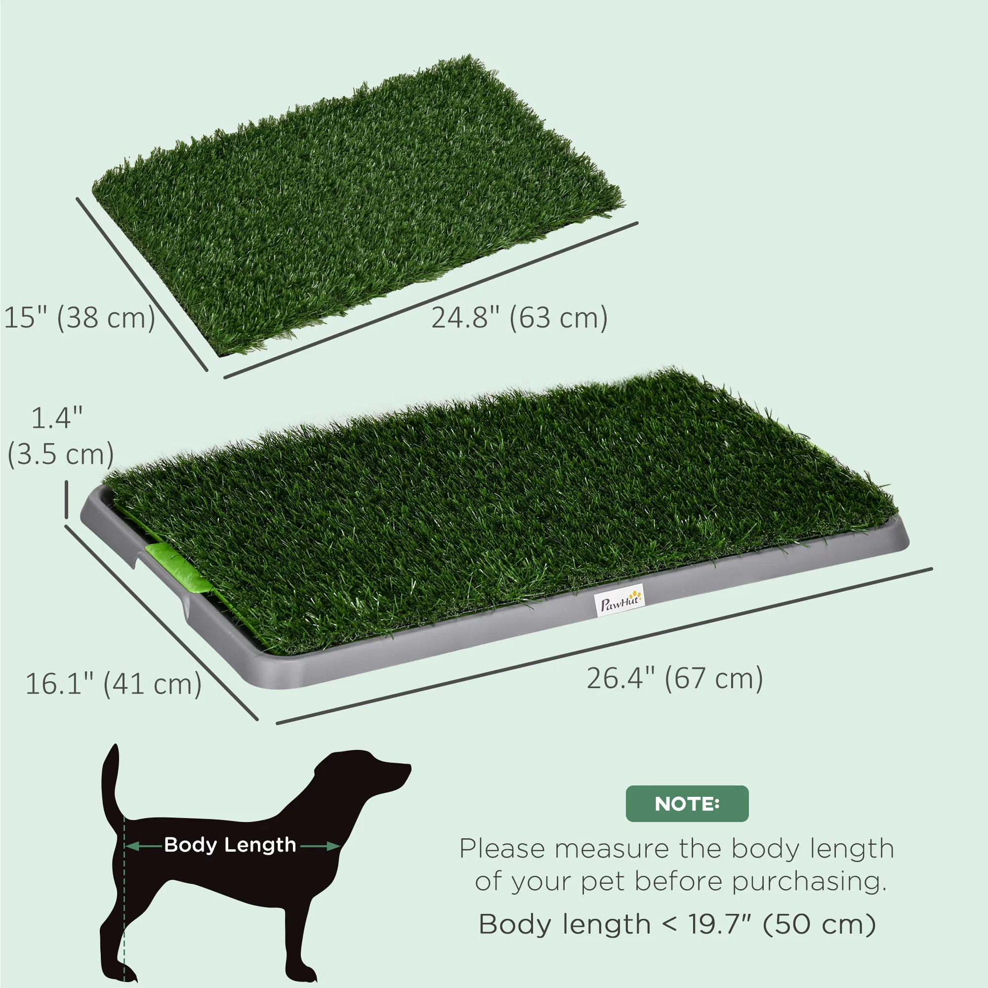 Artificial Grass Pee Pad for Dogs Potty Training, 26" x 16", 2 Packs, Green — image 5