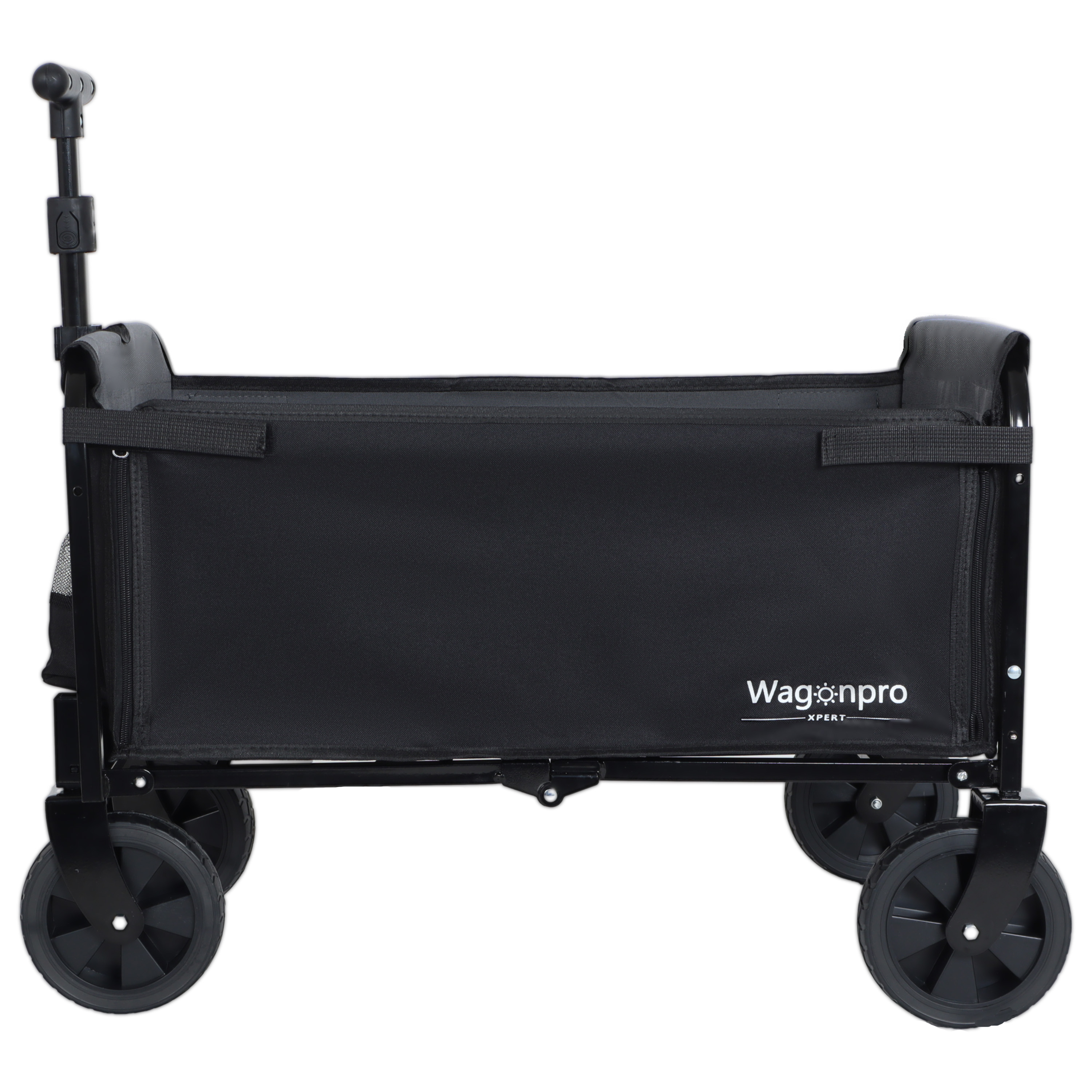 All- In- One Convertible Folding Camping Wagon Cart Bench Seat Storage Compartment & Included Dog Tether Black Gray — imagen 3