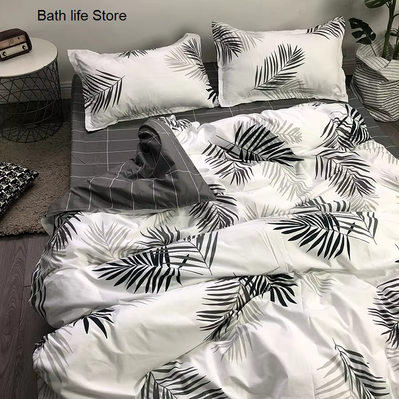 Set de Camas para Vacas Negras y Blancas, Conjunto Simple de Textiles para Hogar Niñas y Niños, Funda de Colchón + Sábana + Media Funda de Almohada 3/4 piezas, Reina 220x240cm — imagen 3